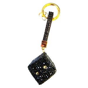 Sold Out! Black & Gold Rhinestone Large Dice Purse Charm or Keyring